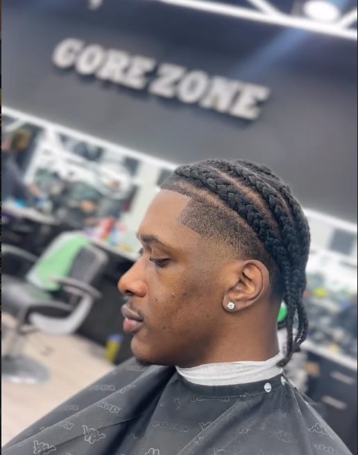 Curly mullet cut, side view