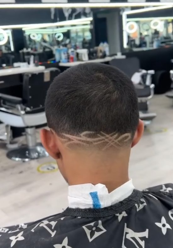 Nape design line work in a fade